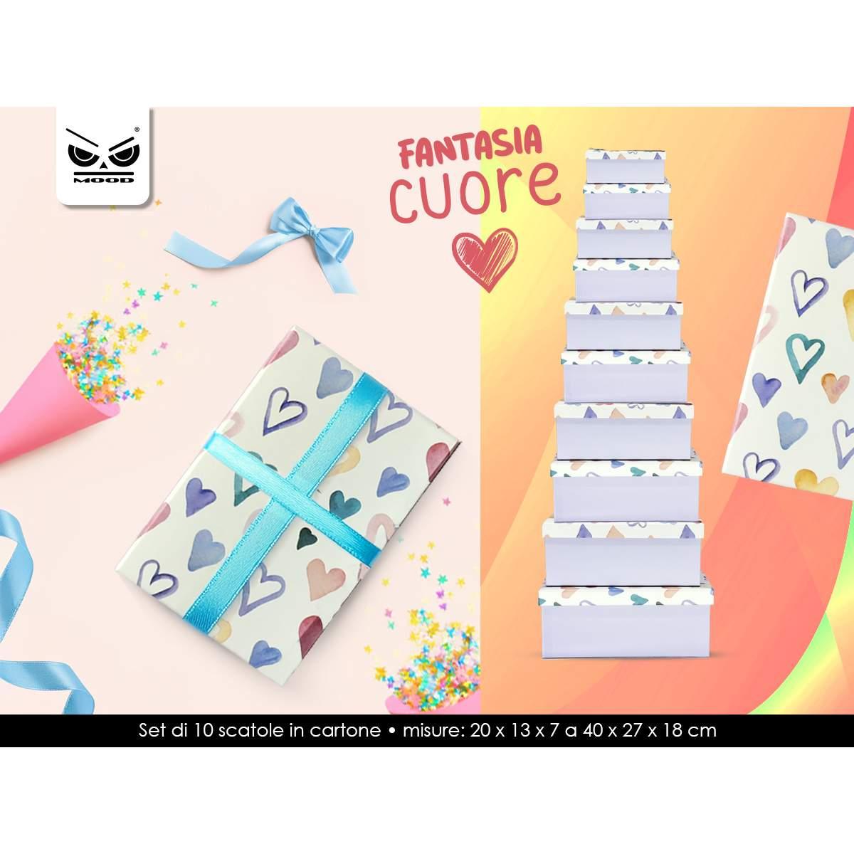 Set 10 scatole rettangolari cuore