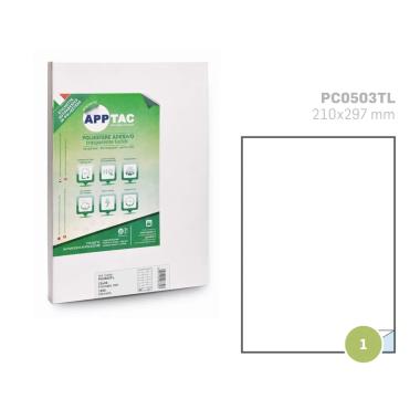 Cf.50 etichette ades. su a4 210x297 poliestere trasparente