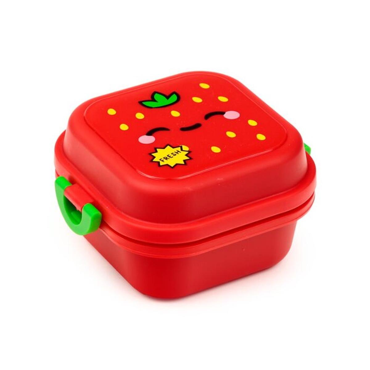 Porta pranzo bento con posate e chiusura a clip fragola