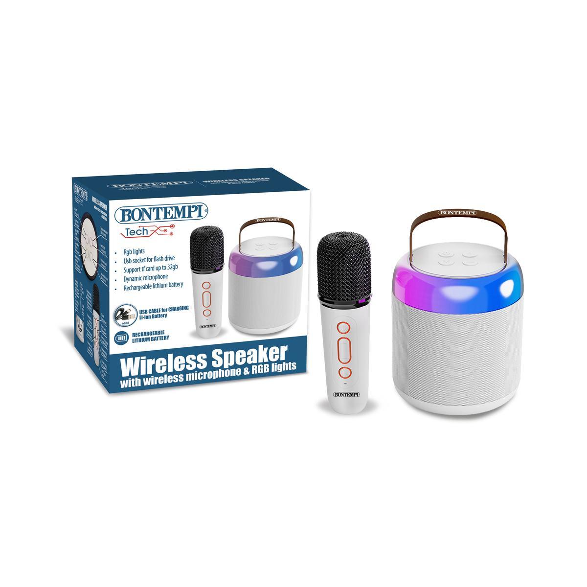 Cassa con microfono wireless white