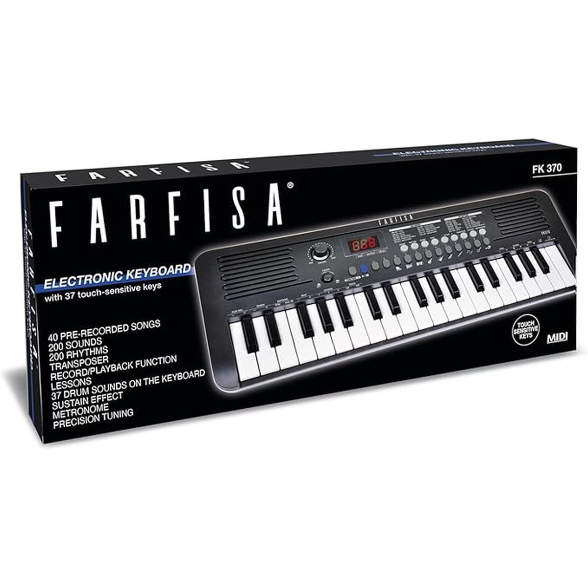 Tastiera Elettronica Professionale MIDI a 37 Tasti con Funzione Touch, con Presa USB-C e Uscita per Cuffie, 49x18,5x5,5cm