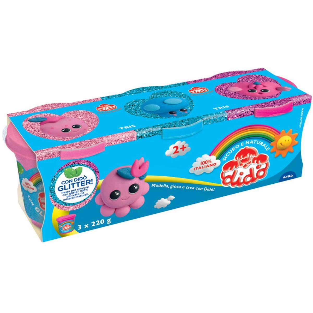 Dido' tris glitter magenta-rosa-azzurro 3x220gr