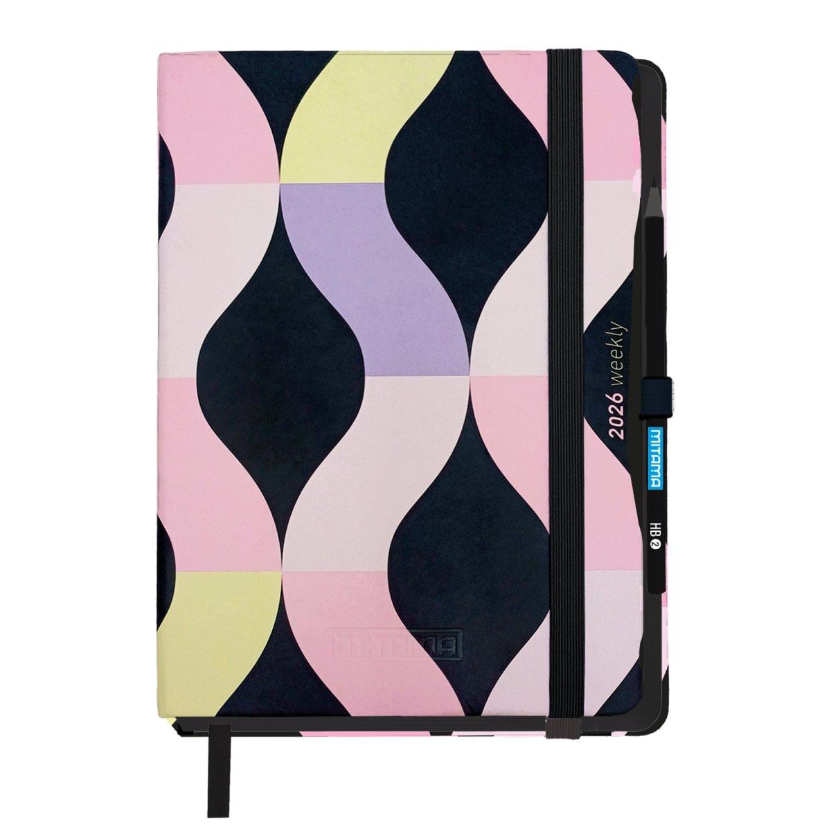 AGENDA SETTIMANALE 18 MESI MITAMA 15X21 c/elastico matita e adesivi