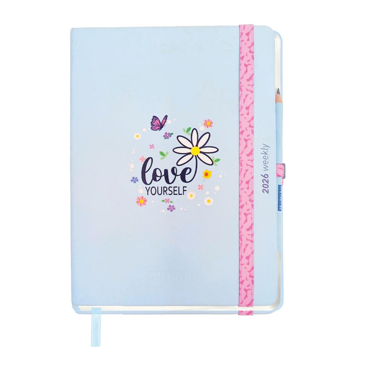 AGENDA SETTIMANALE 18 MESI MITAMA 15X21 c/elastico matita e adesivi