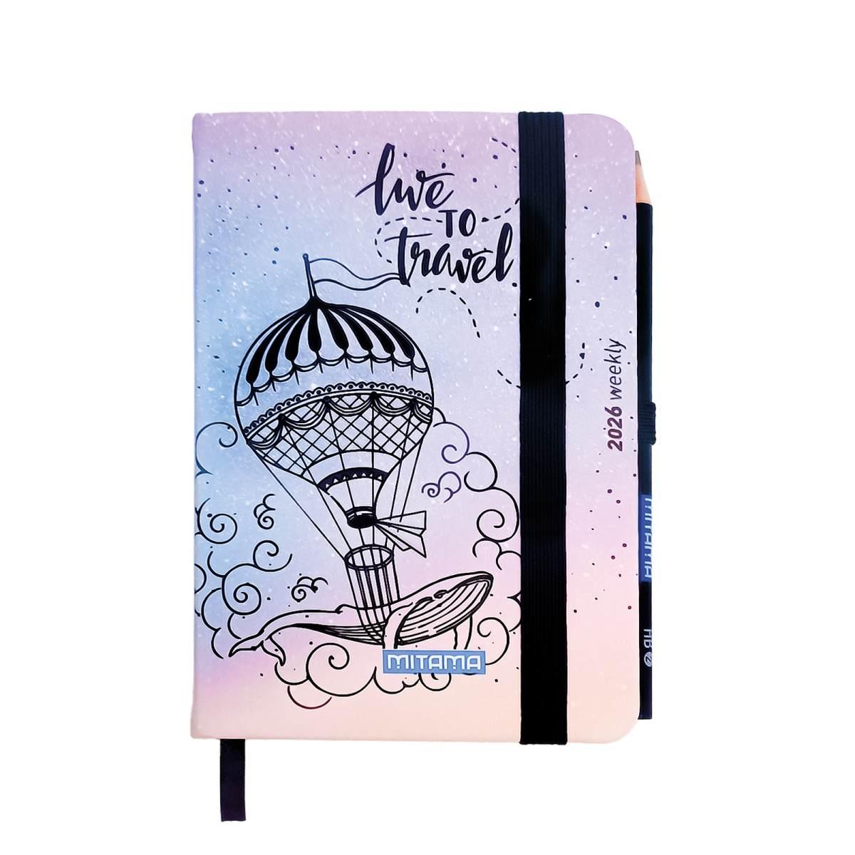 AGENDA SETTIMANALE 18 MESI MITAMA 9x14 c/elastico matita e adesivi