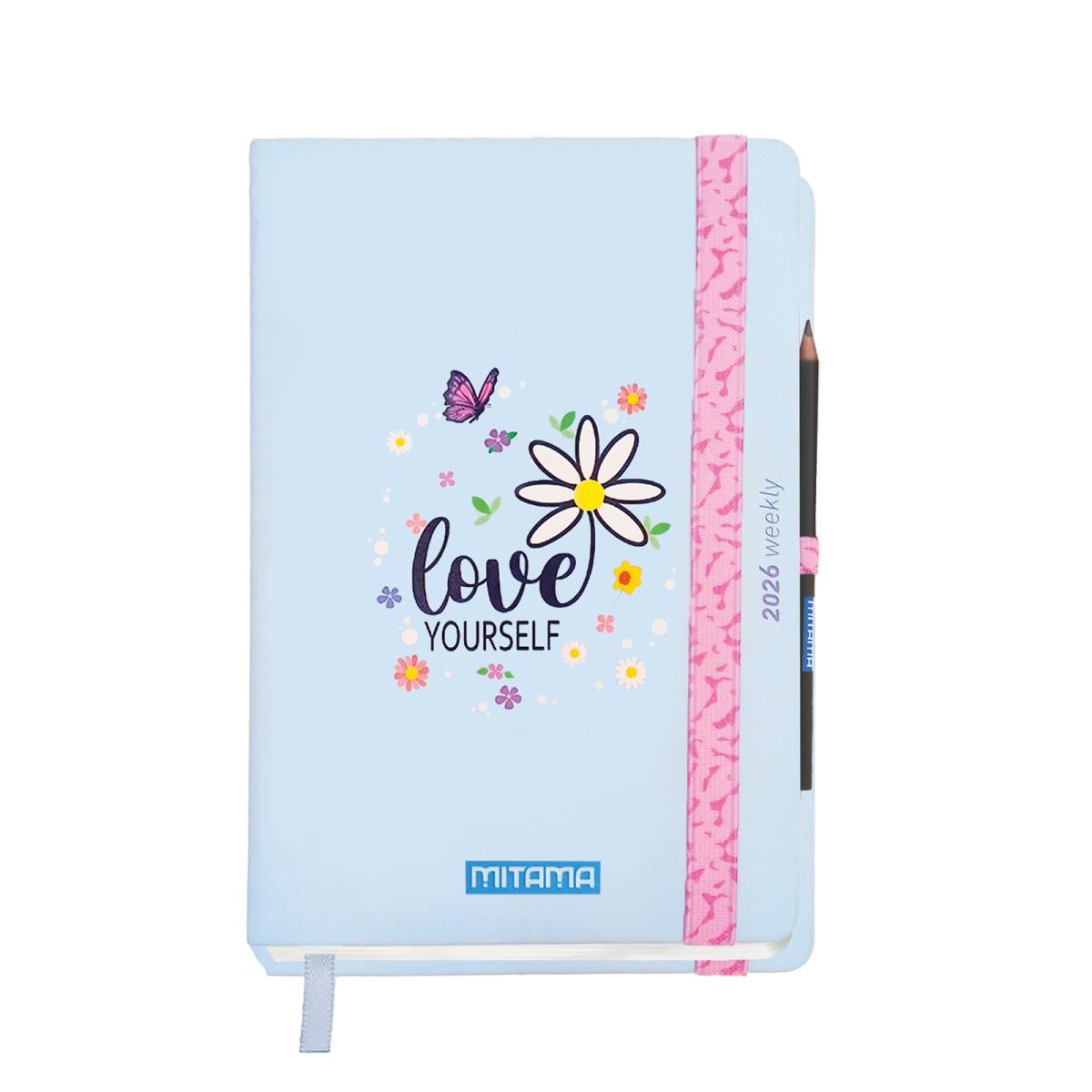 AGENDA SETTIMANALE 18 MESI MITAMA 9x14 c/elastico matita e adesivi