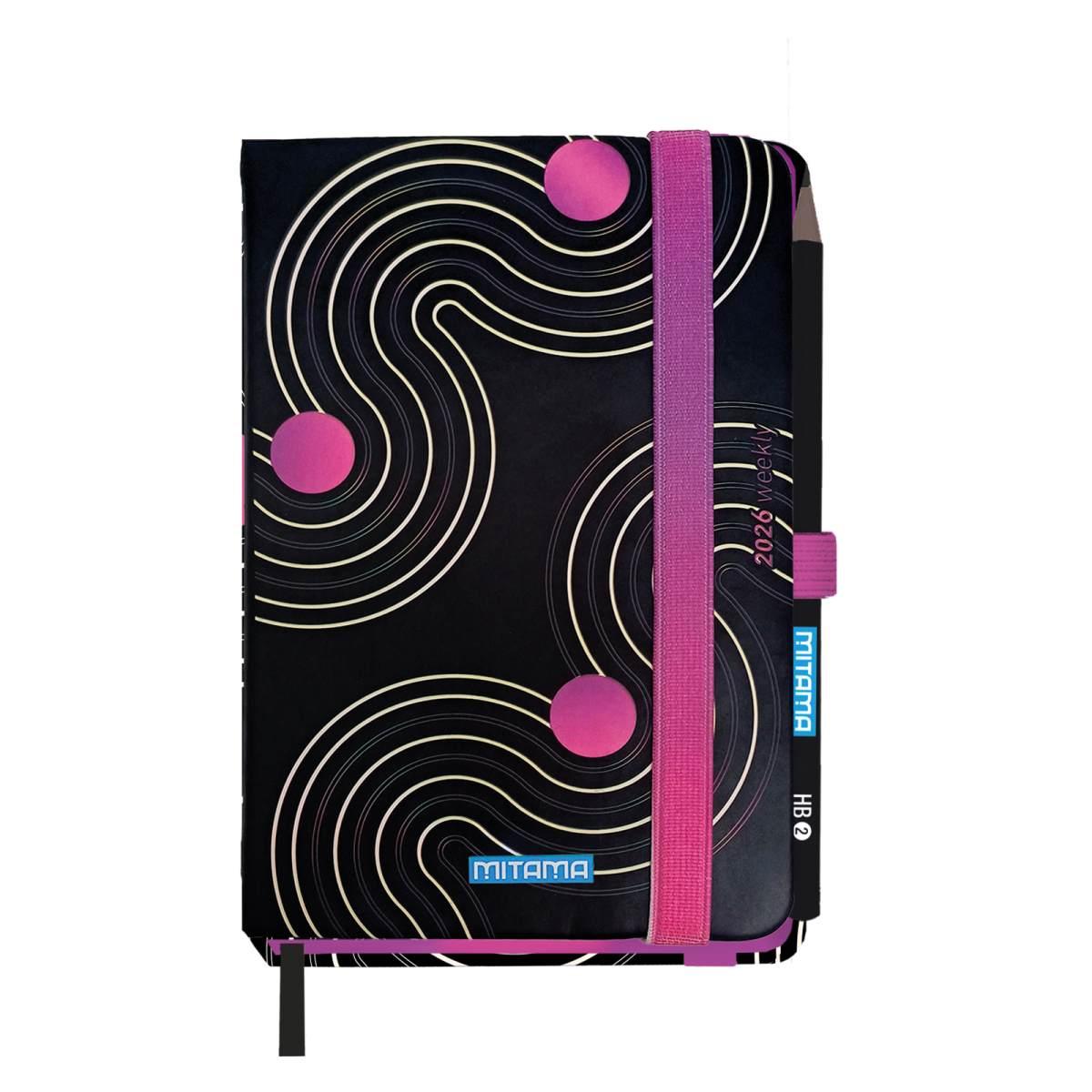 AGENDA SETTIMANALE 18 MESI MITAMA 9x14 c/elastico matita e adesivi