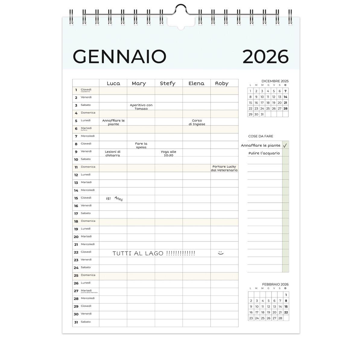Calendario della famiglia mensile 2026 30x40