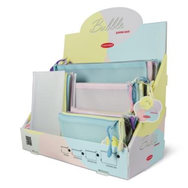 ESP DA BANCO in plast. DA 40 BUSTE BUBBLE C/CERNIERA IN 4 MISURE