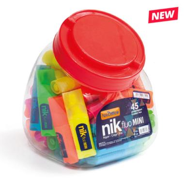 Evidenziatore mini 5 col barattolo 45 pz