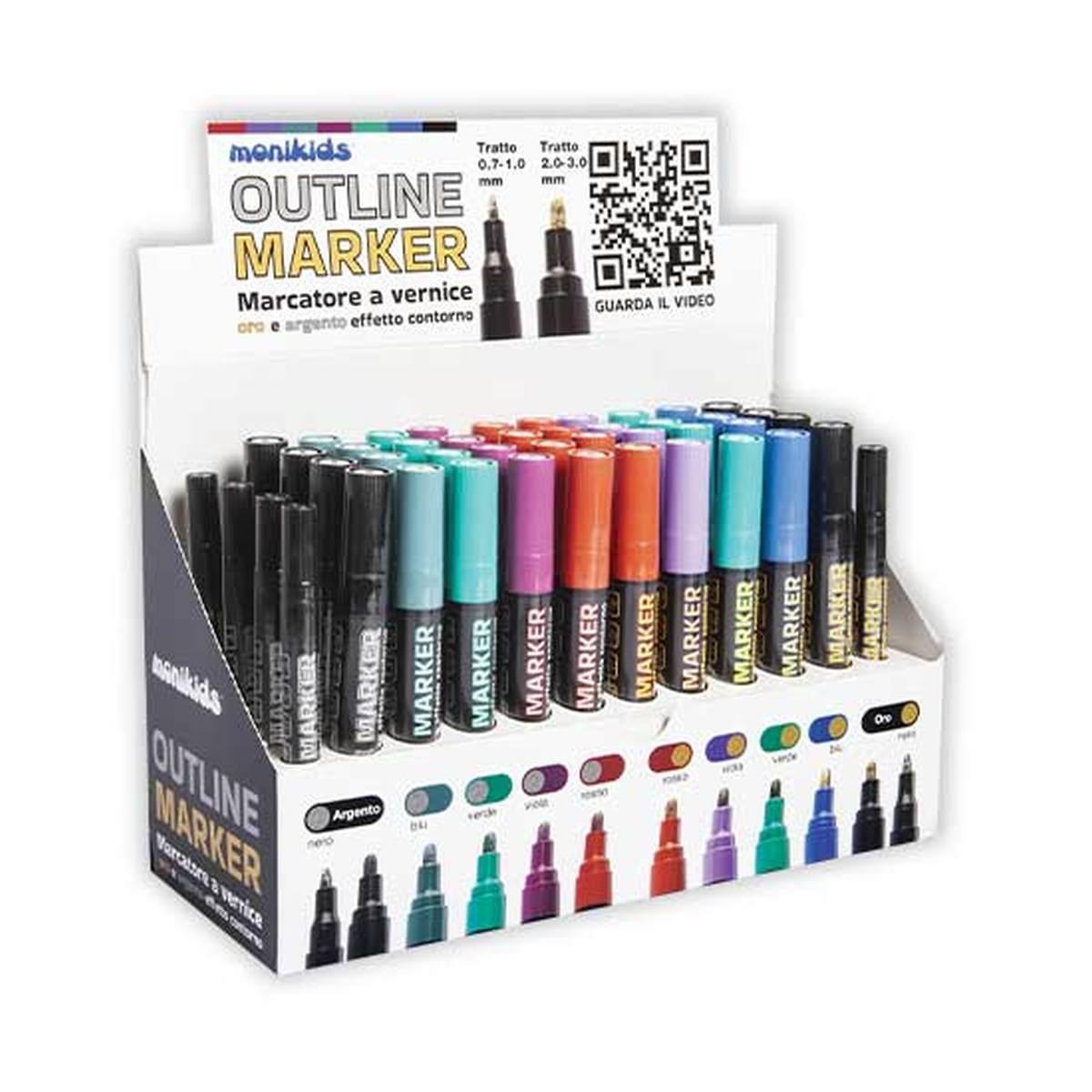 Esp. 48pz marcatore a vernice doppia linea effetto contorno colorato