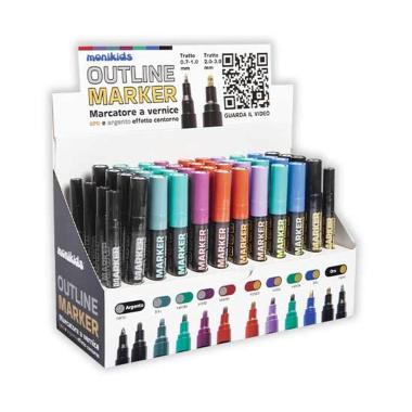 Esp. 48pz marcatore a vernice doppia linea effetto contorno colorato