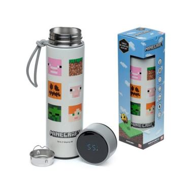 Borraccia termica 450ml c/termometro digitale minecraft volti