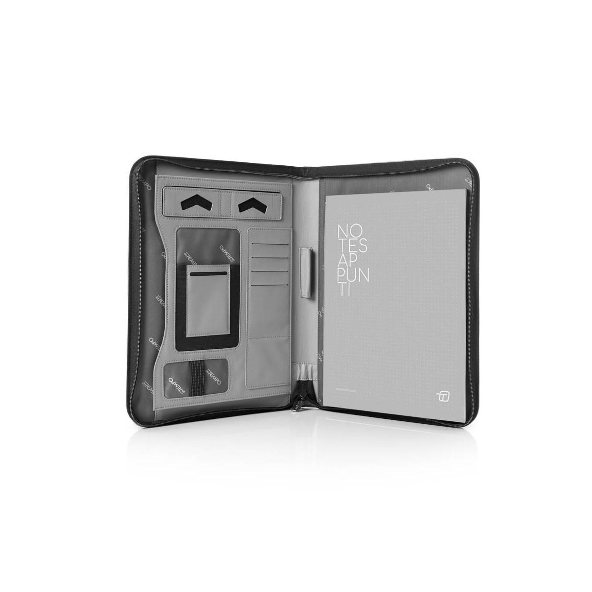 Portablocco a4 con zip gate trended in ecopelle blu