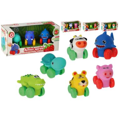 Animali vinile ruota libera 3pz 4 ass