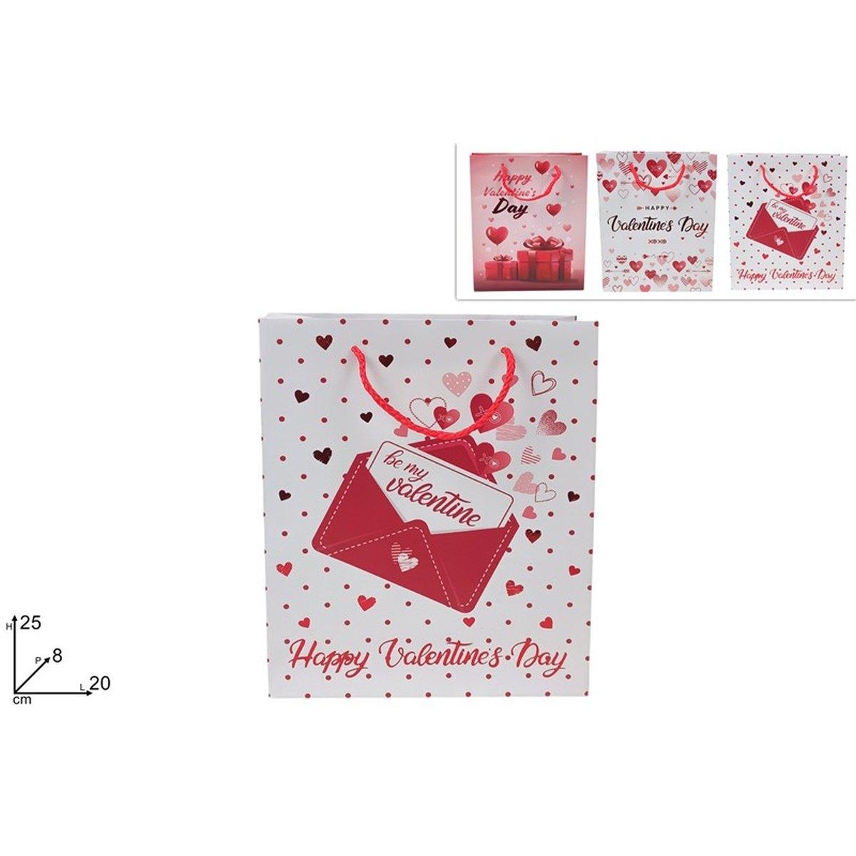 Busta regalo san valentino 25x20x8cm ass.