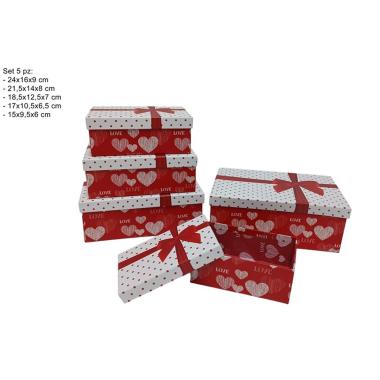 Scatole set 5 pezzi san  valentino