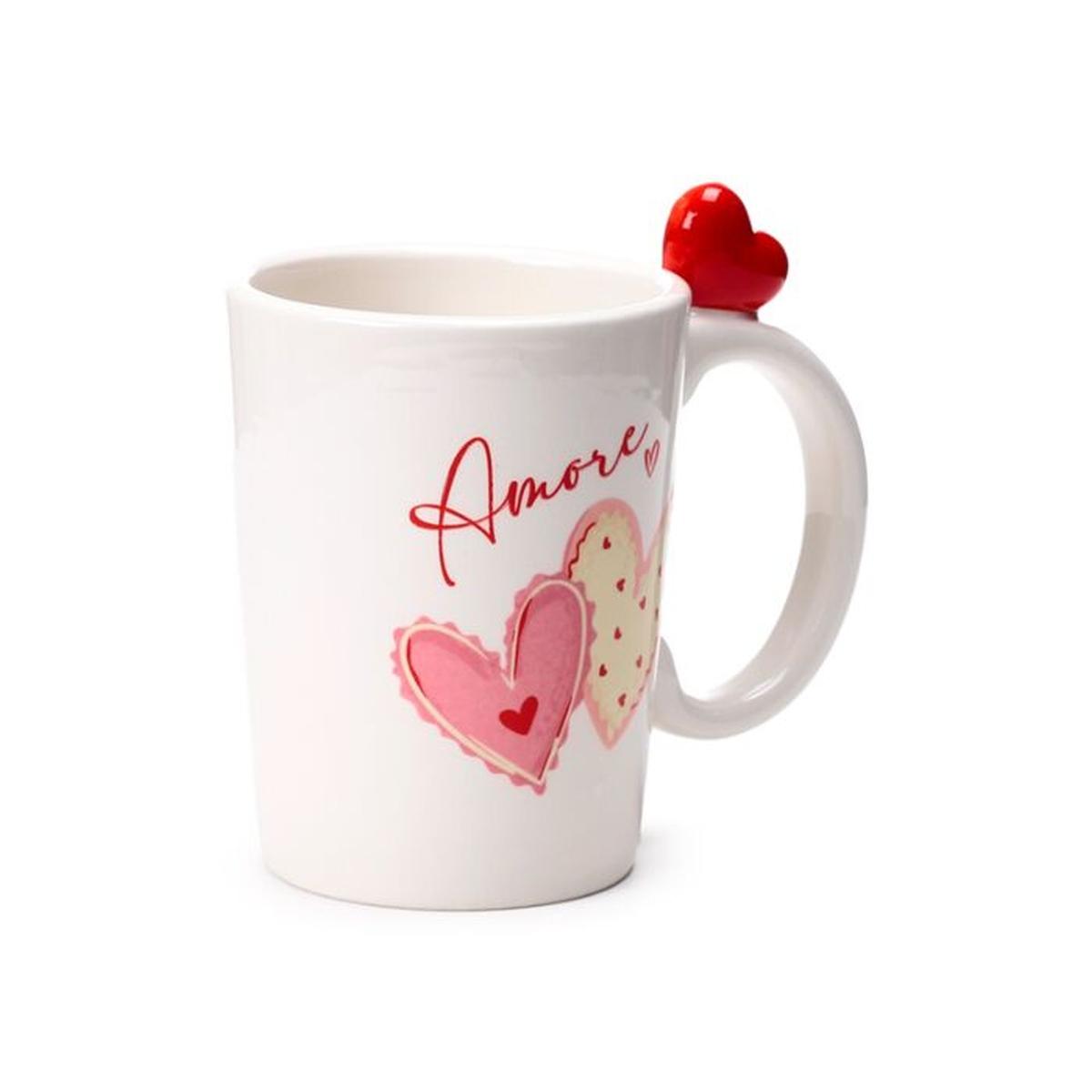 Tazza in Ceramica con Cuore Rosso su Manico - Cuori - Amore