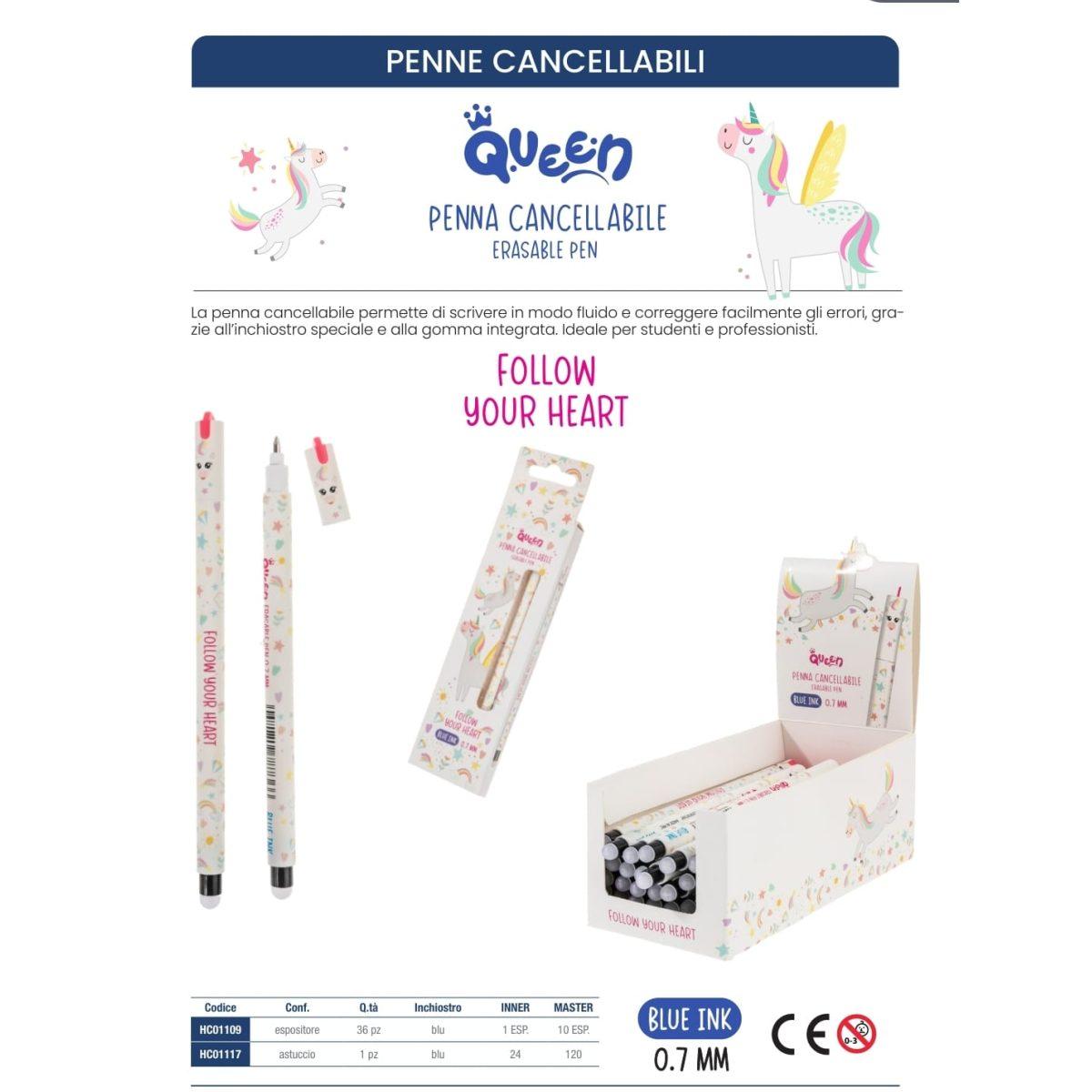 Penna cancellina queen unicorno cf36