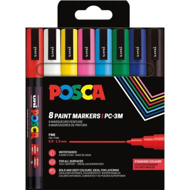 UNIPOSCA PC-3M, punta media, set da 8 colori