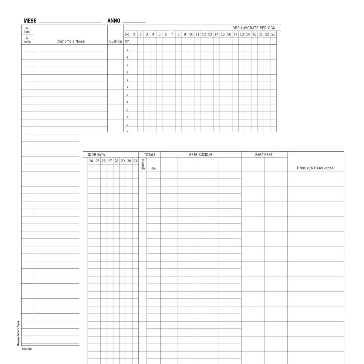 Registro presenze mensili 50x2 aut a4