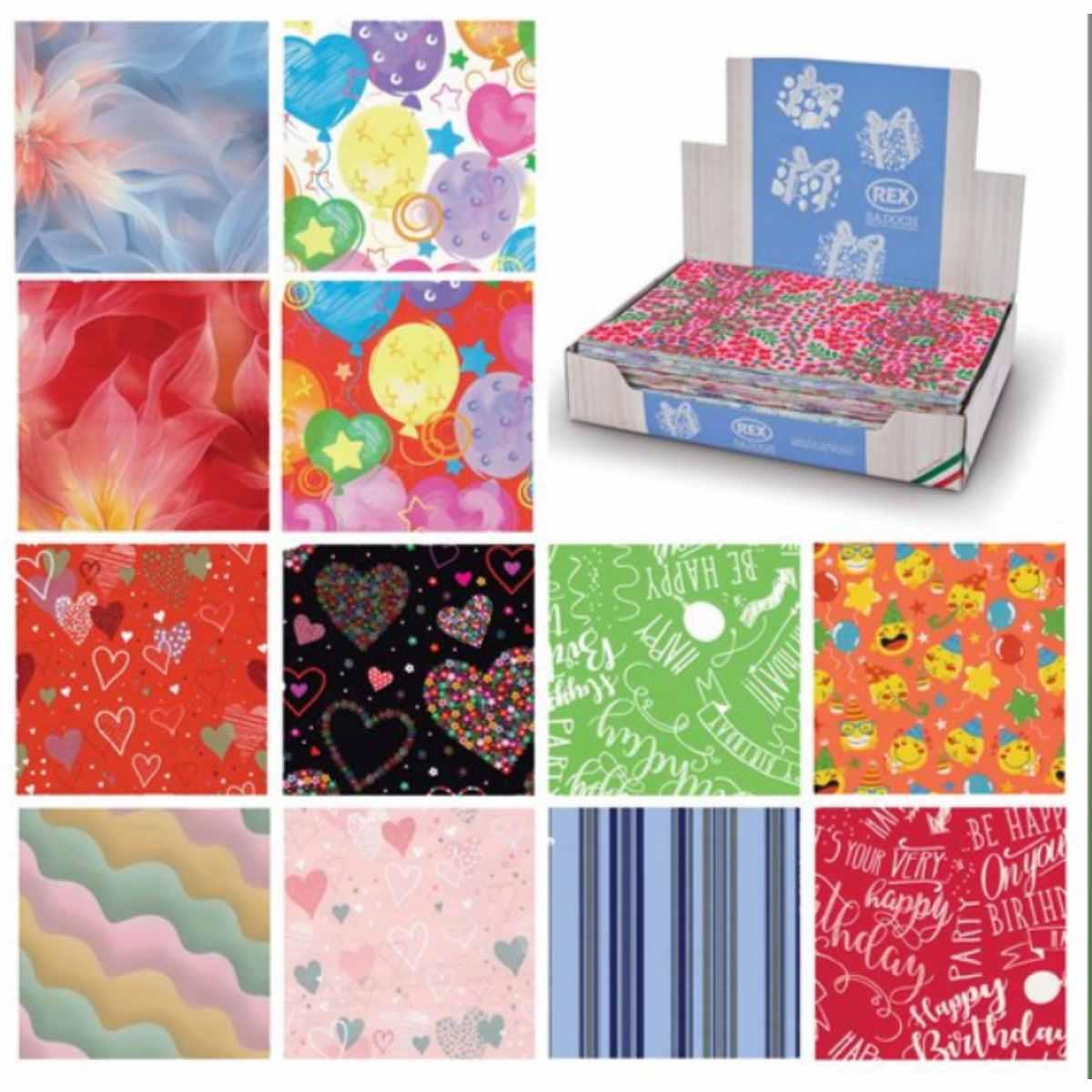 Carta regalo raso fantasia scatole da 100 fogli ass-l