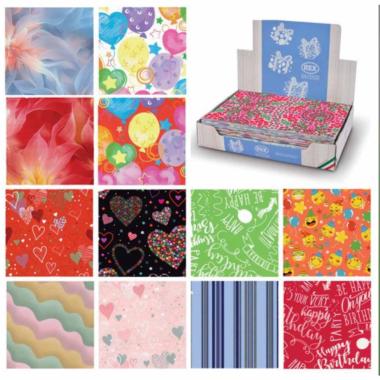 Carta regalo raso fantasia scatole da 100 fogli ass-l