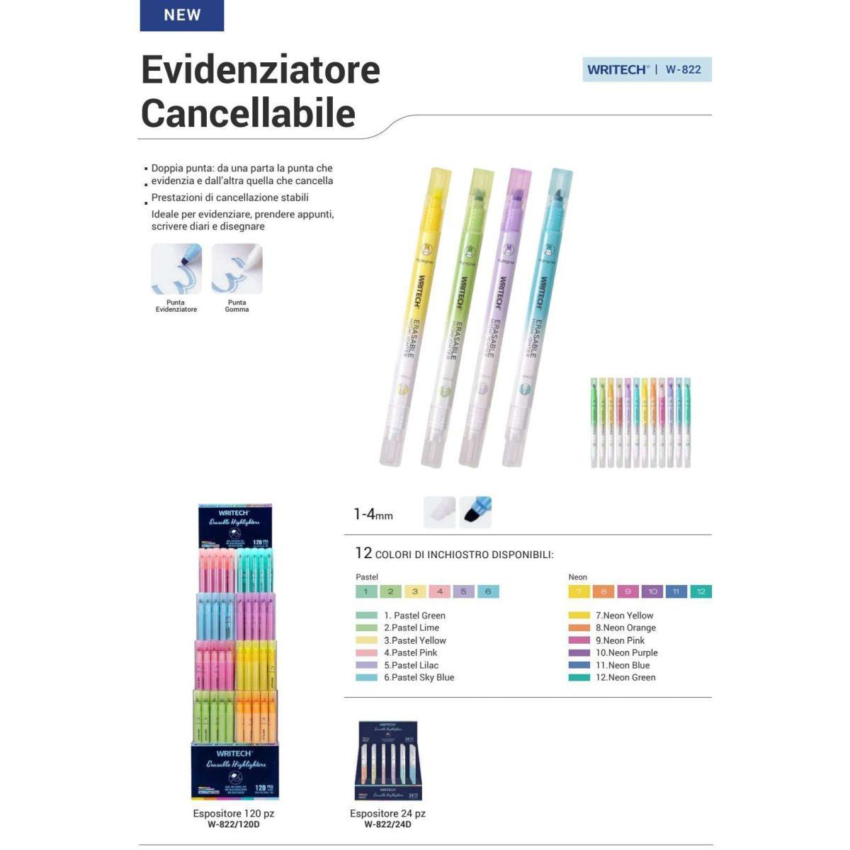 Esp 24 evidenziatori cancellabili writech