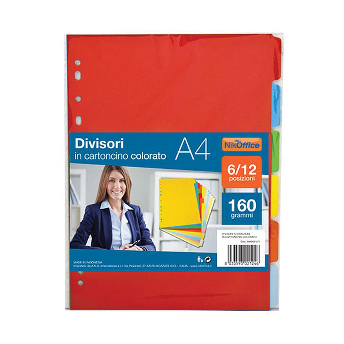 Divisori in cartoncino 12 tasti a4