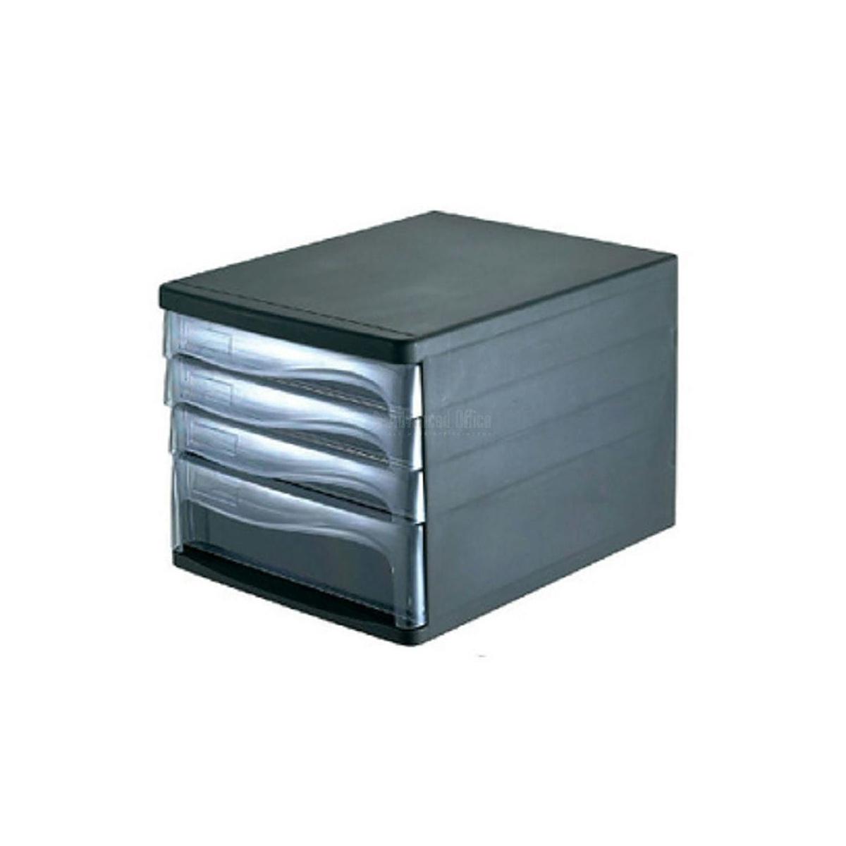 Cassettiera nera con 4 scomparti trasp.