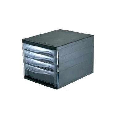 Cassettiera nera con 4 scomparti trasp.