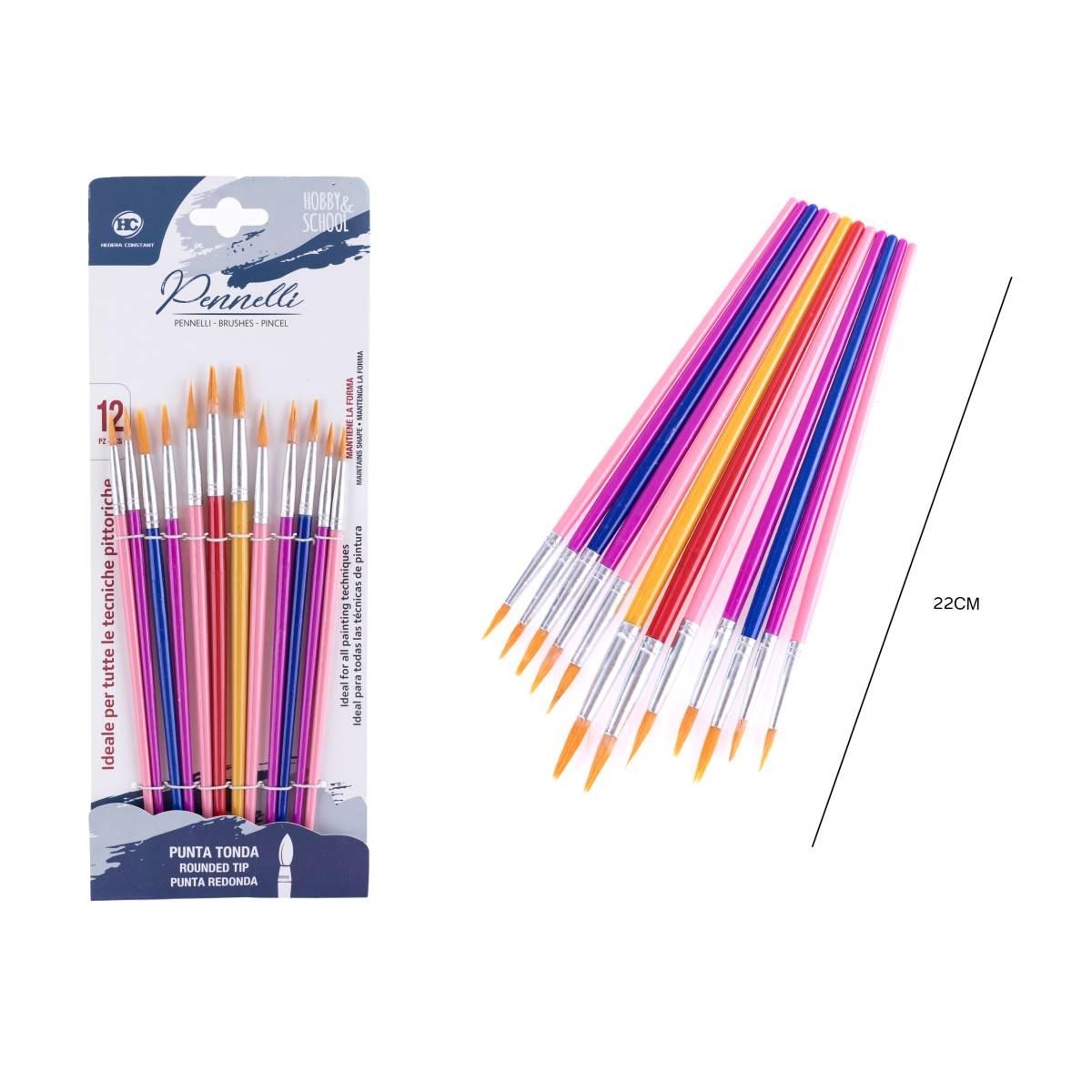 Blister 12 pennelli plastica p/tonda