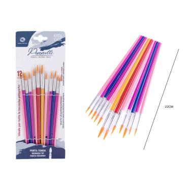 Blister 12 pennelli plastica p/tonda