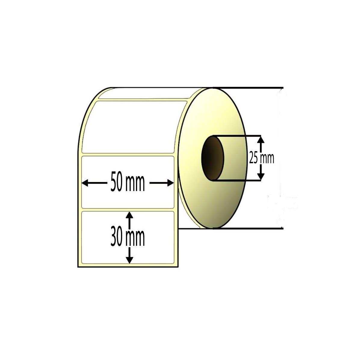 Etichette su rot termico 50x30 d.25 1000pz