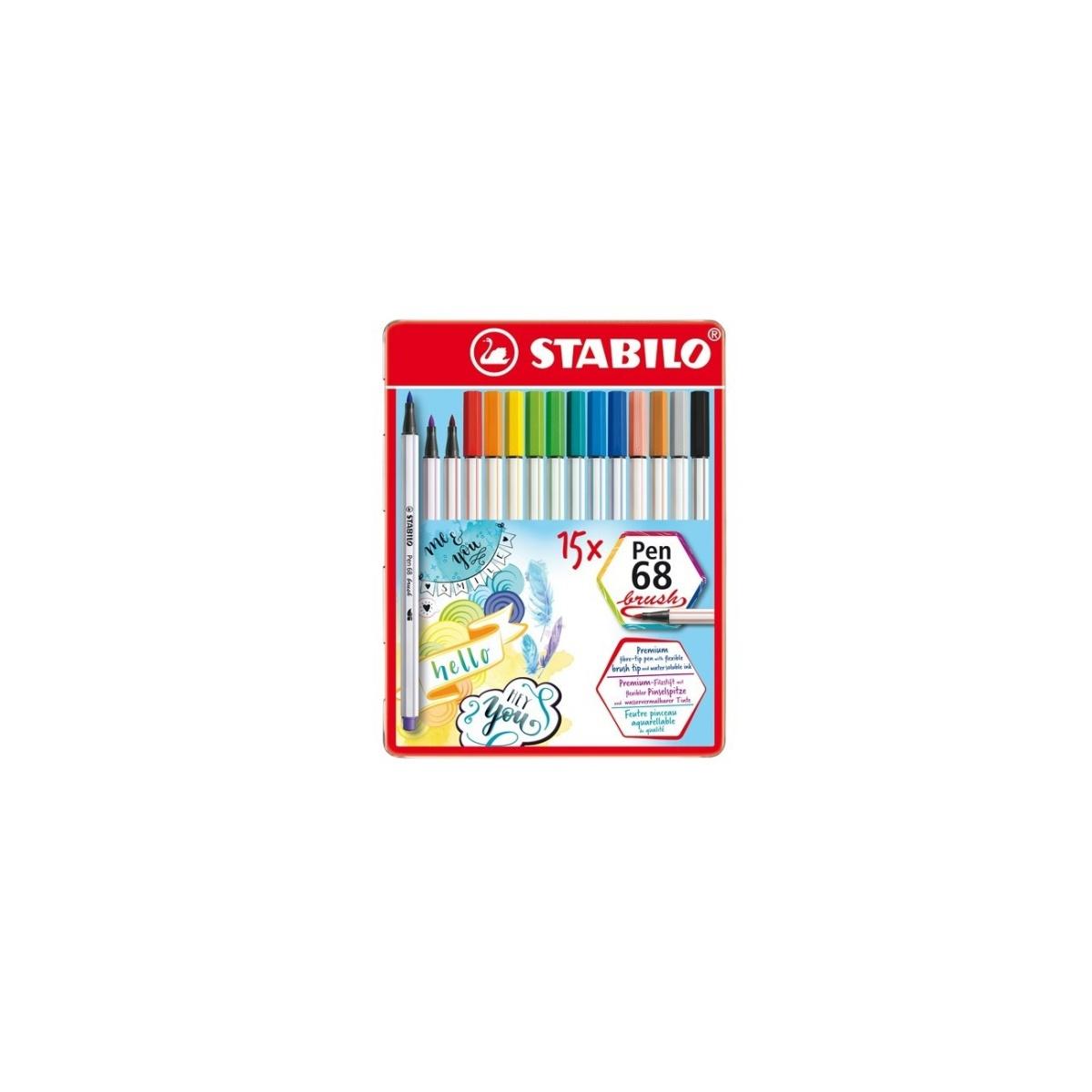 Stabilo pen 68 brush metal box 15pz