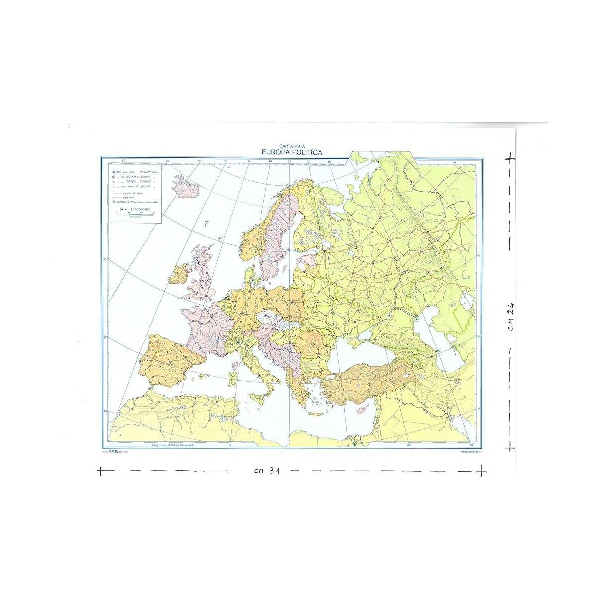 Cartina scolastica muta europa pz.20