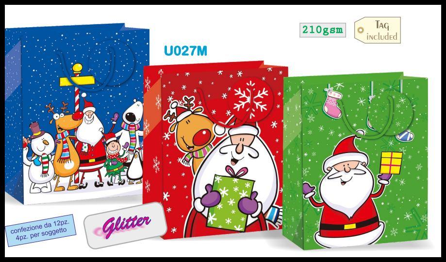 Shopper natale glitter 26x32x12