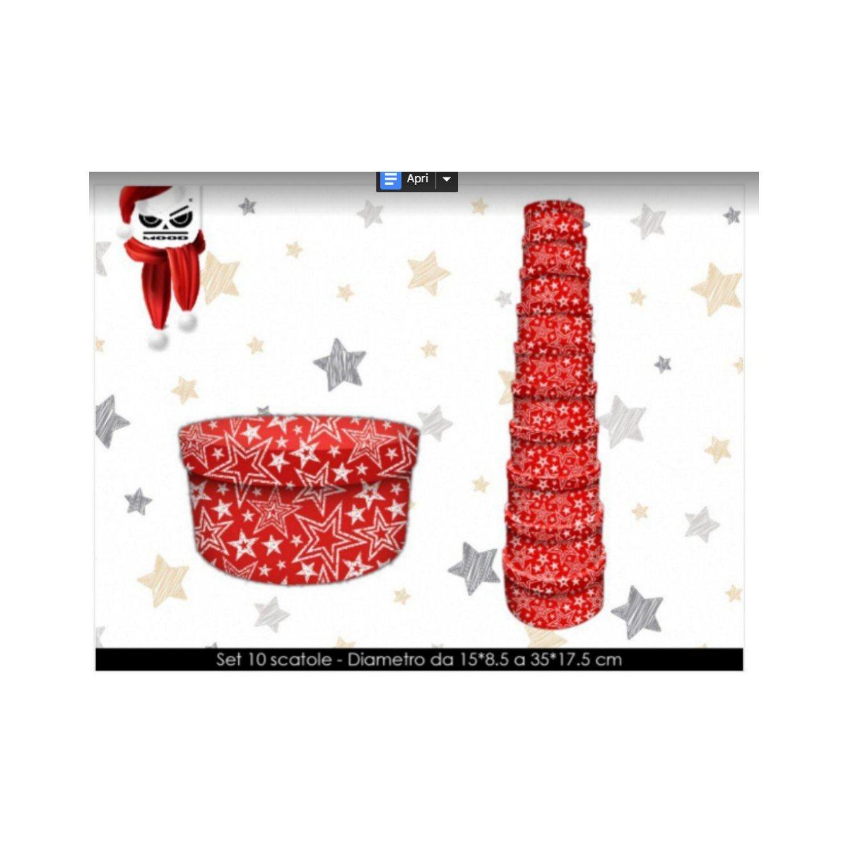 Set 10 scatole regalo tonde star silver metal