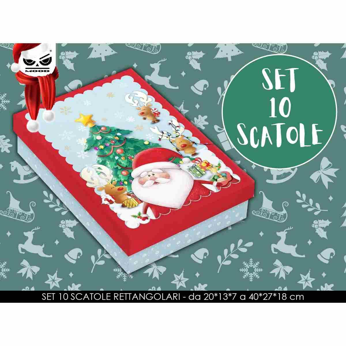 Set 10 scatole rettangolari babbo natale