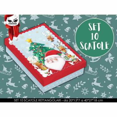 Set 10 scatole rettangolari babbo natale