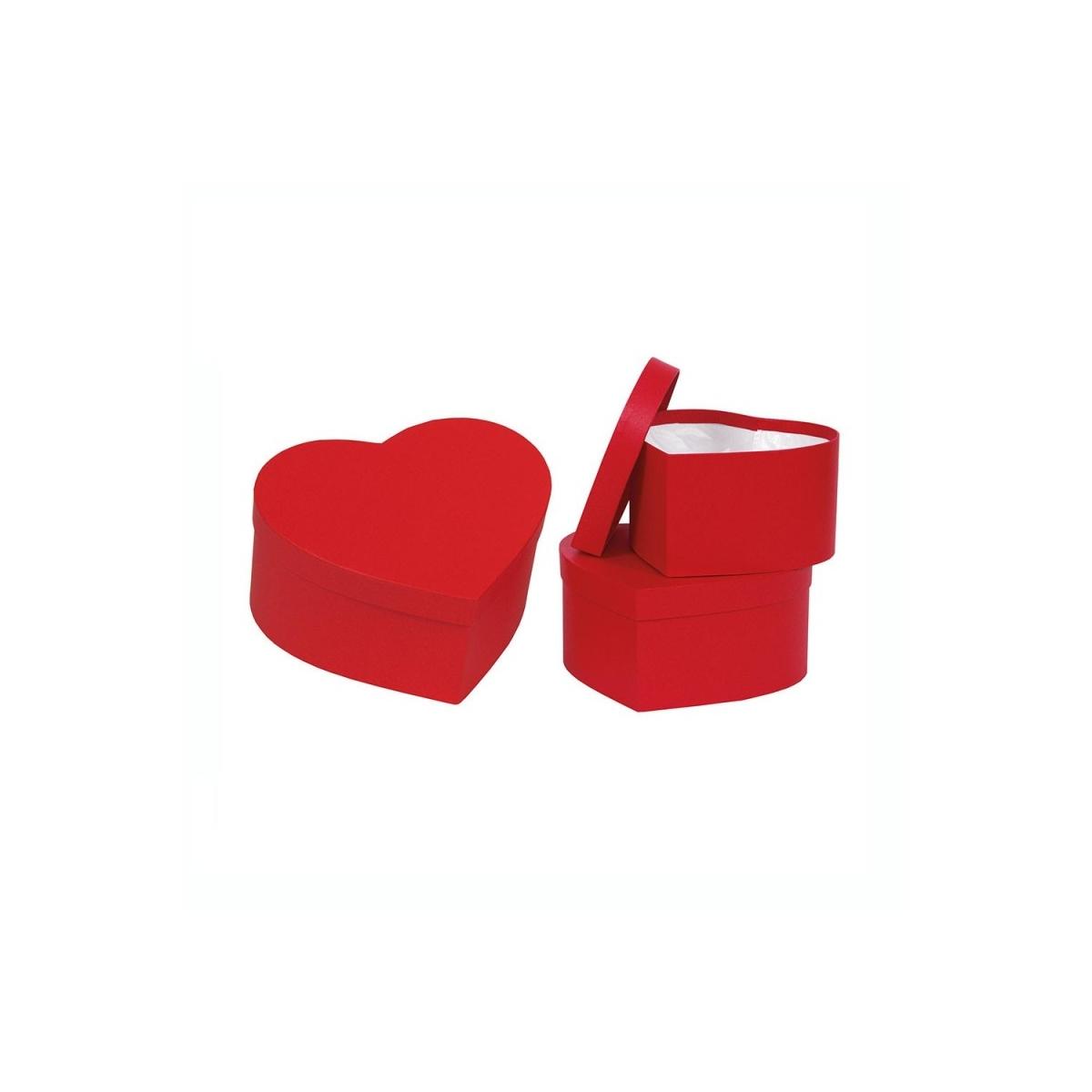 Set 3 scatole cuore rosse