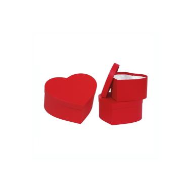 Set 3 scatole cuore rosse