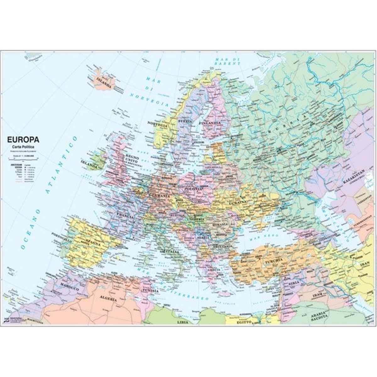 Cartina geogr fisica politica europa 25 pz