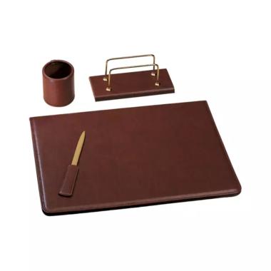 Servizio da scrittoio shadow 4pz e/pelle marrone