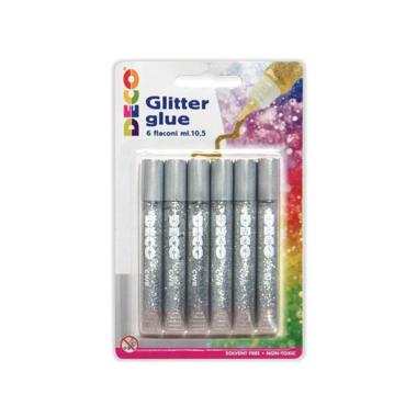 Colla glitter ml.10,5 cf.6 pz. argento