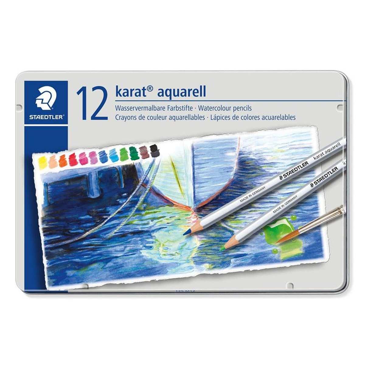 Matite karat aquarell scat. met.36 pz.
