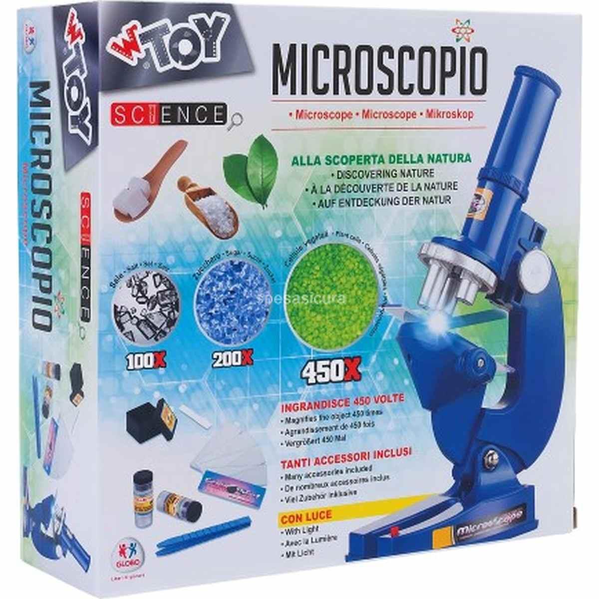 Microscopio b/o c/luce/accessori