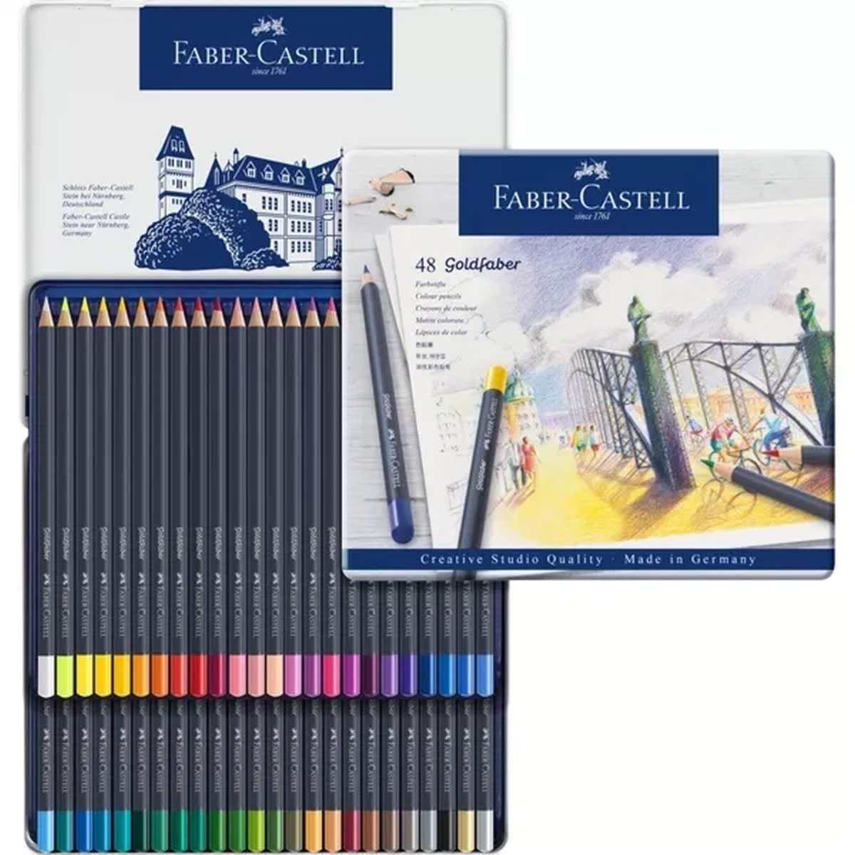 Pastelli acquarellabili goldfaber da 48 in scat metallo