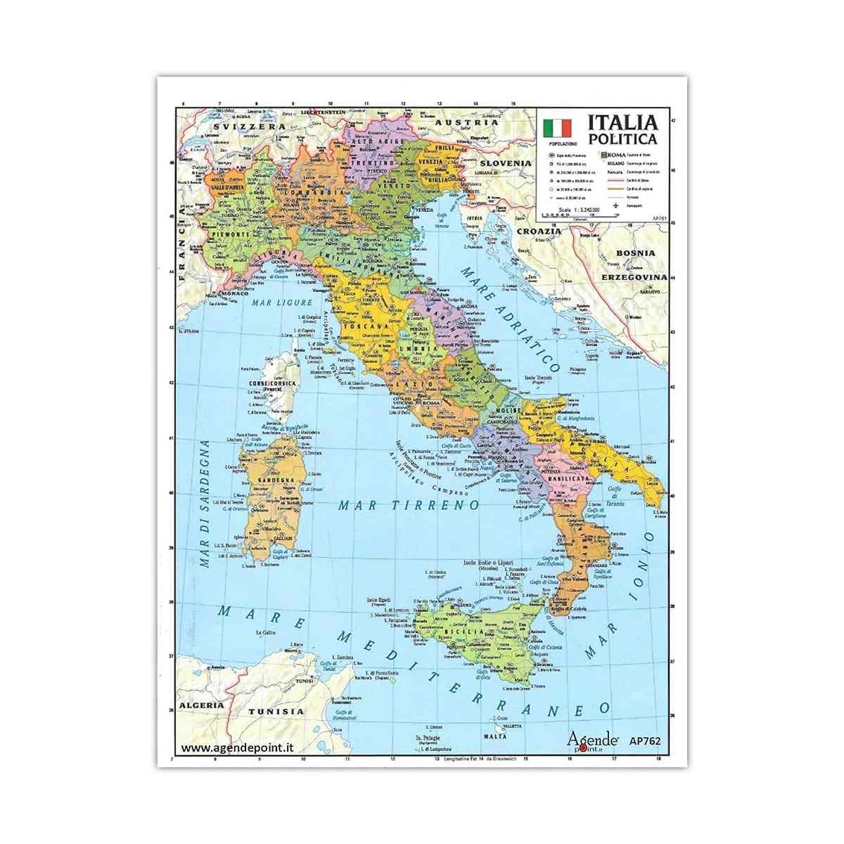 Cartina geografica fisica politica italia 25 pz