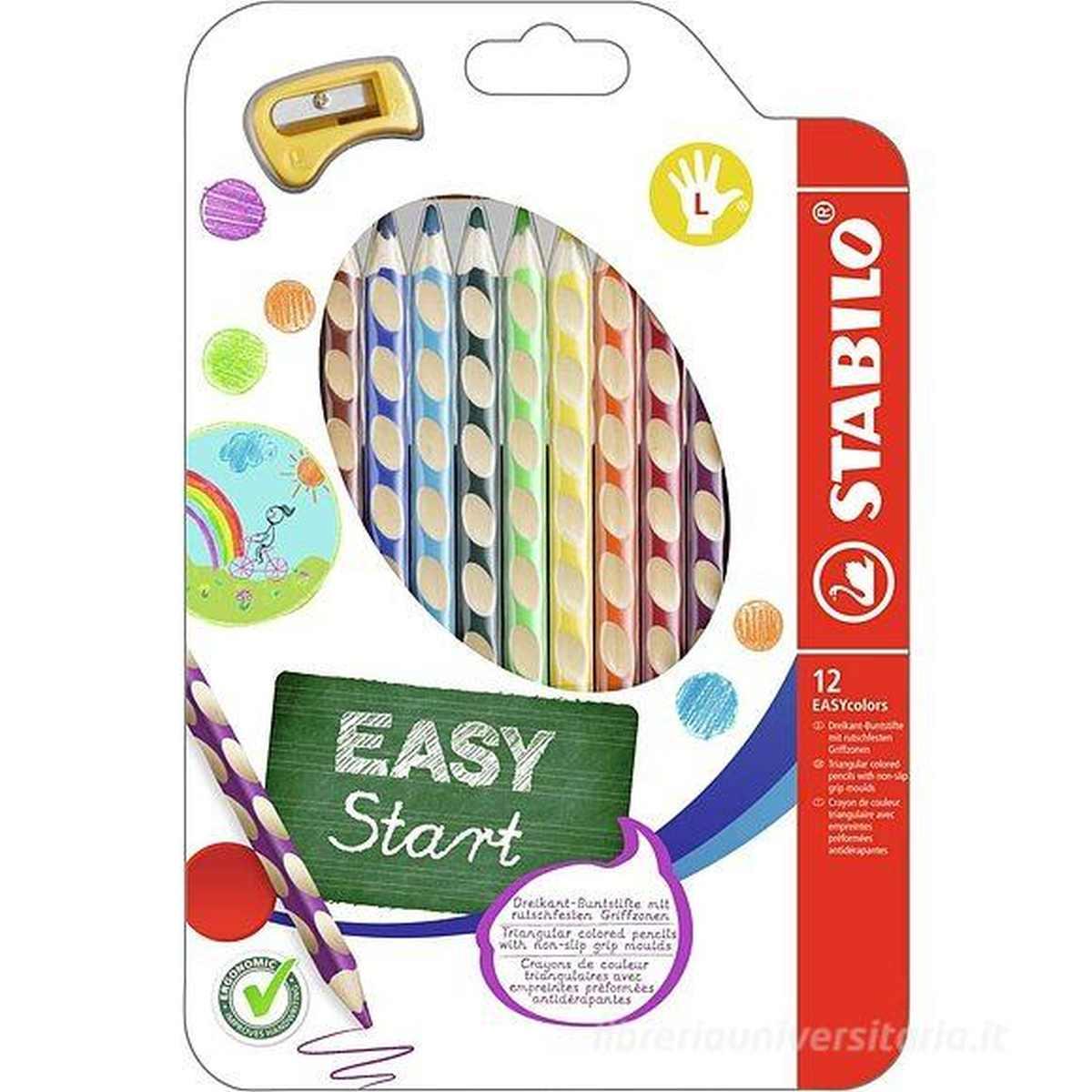 Stabilo pastelli easy color per mancini 12 pz new
